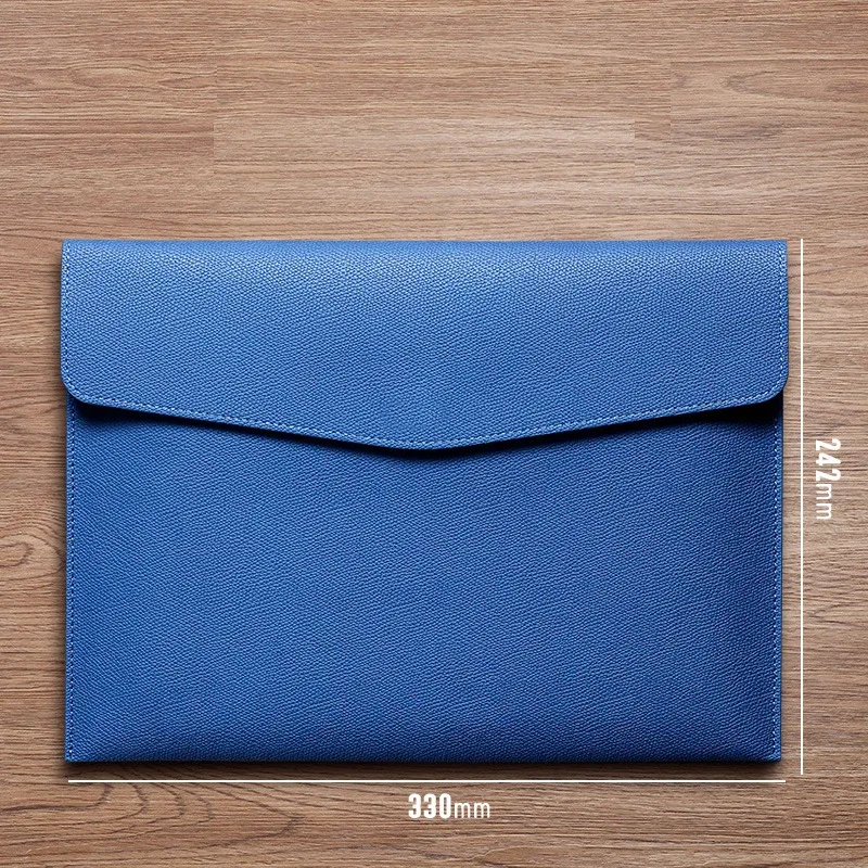 pochette cuir vert grainé loquet fermée aimant rectangulaire qualité supérieure usage professionnel voyage business