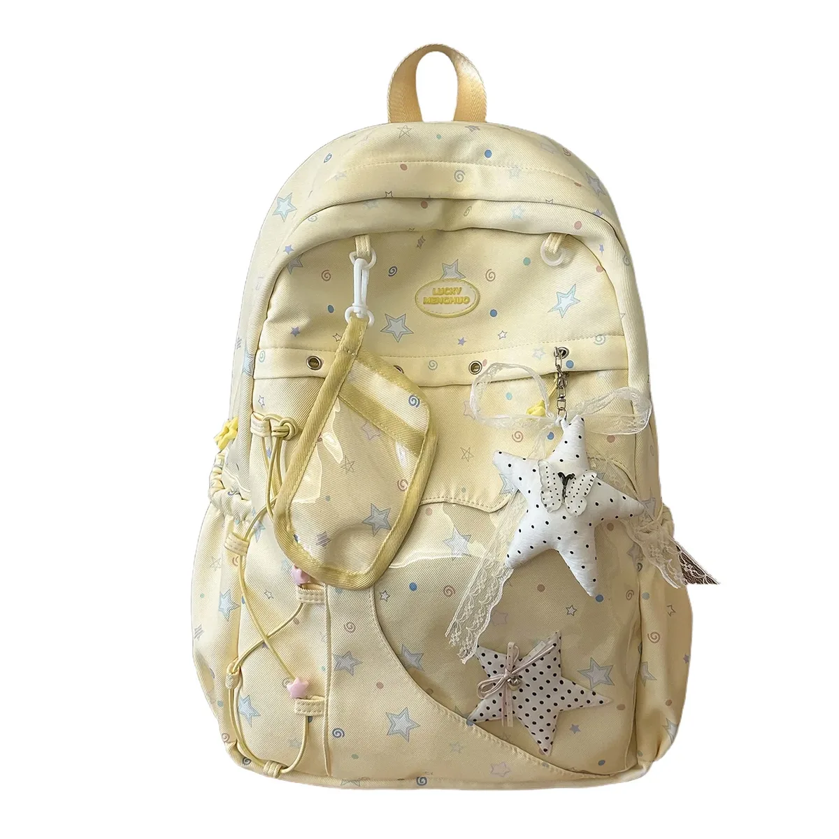 nouveau sac à dos étudiant grande capacité style japonais simple, sac de voyage en nylon imperméable imprimé étoiles, sac d'école