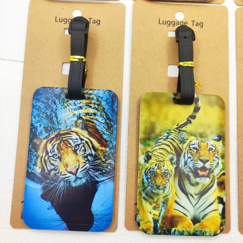 lion tigre étiquette de bagage voyage abs étiquette de bagage impression animale valise id porte-adresse bagages embarquement billet portable