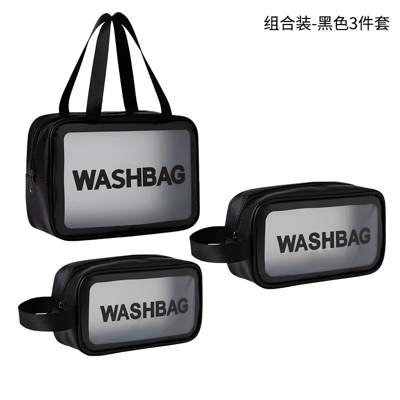 trousse toilette pvc transparent bleu blanc rose noir doré gris voyage cosmétiques maquillage grande capacité portable imperméable