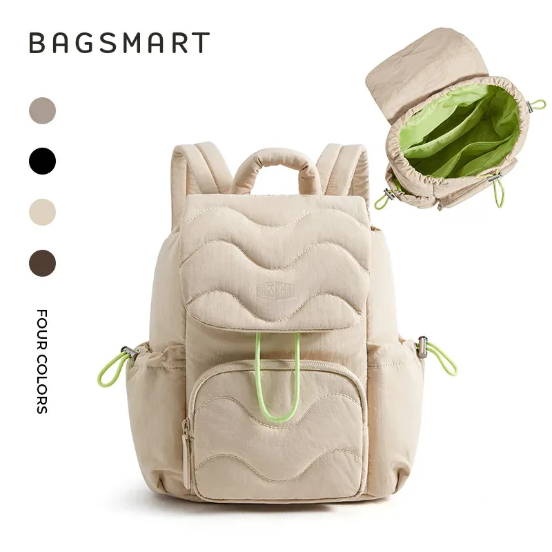 bagsmart – sac à dos imperméable pour femmes, grande capacité, couleur unie, sac d'école à fermeture éclair pour adolescentes, sac à dos décontracté pour étudiantes, sac à livres