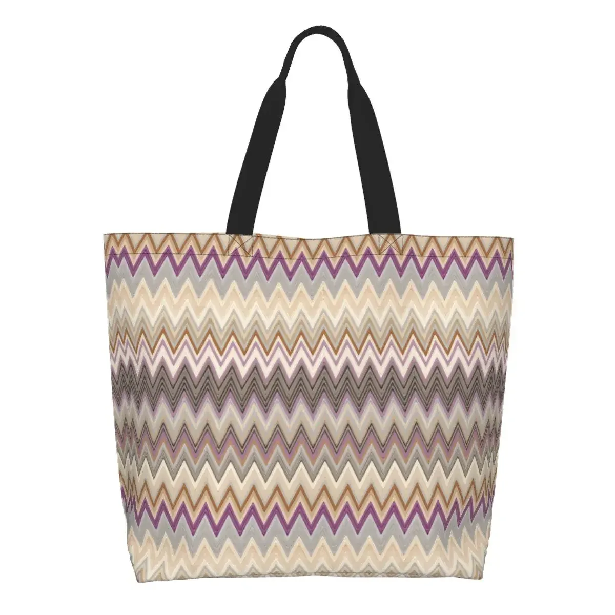 sac fourre-tout personnalisé coloré à motif zig-zag pour la maison, sac de courses en toile bohème géométrique à motif zig-zag, sac à bandoulière pour les courses