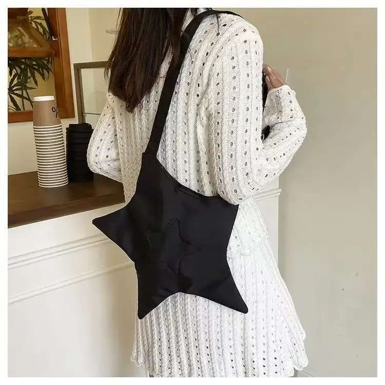 sac fourre-tout en forme d'étoile y2k pour femmes, sac à bandoulière décontracté en polyester doux, sac à main esthétique streetwear harajuku, multi-usage