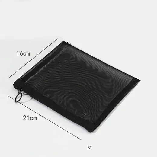 sacs de maquillage de lavage de toilette, trousse de maquillage en maille transparente noire, pochette de rangement, sac à cosmétiques de voyage pour femmes, fermeture éclair décontractée