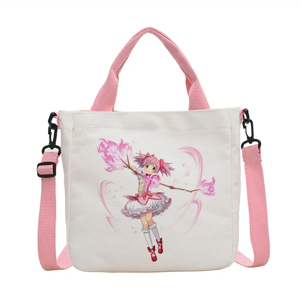 sac fourre-tout madoka magica en toile réutilisable, sac cabas, einkaufstasche femme