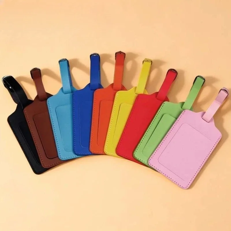 étiquette de bagage en cuir pu pour femmes et hommes, accessoires de voyage, porte-nom et adresse pour valise, étiquette d'embarquement portable