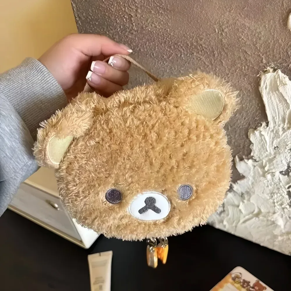 trousse de maquillage portable en peluche, sac cosmétique ours de dessin animé pour femmes, pochette de rangement pour bijoux, pochette de voyage grande capacité