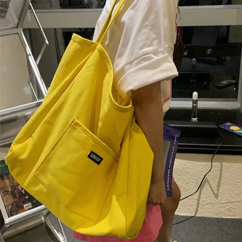 sac en toile de haute qualité réutilisable shopping sac à bandoulière femmes simple décontracté usage quotidien sac à main fourre-tout femme portable pliant sac à main