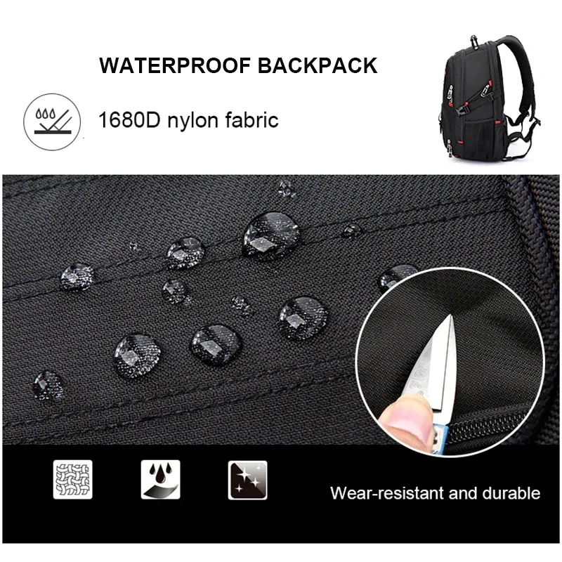sacs à dos étanches pour ordinateur portable 20 pouces, sac d'école avec chargeur usb, sac à dos antivol pour hommes, sac à dos de voyage mochila haute capacité