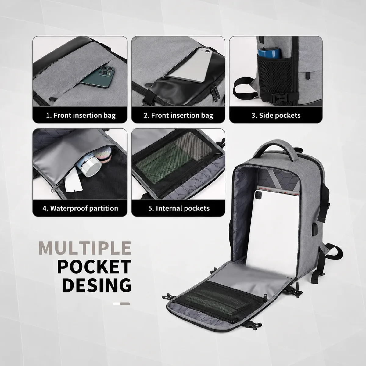 nouveau sac à dos de voyage ryanair 40 × 20 × 25 cm, sac de cabine sous siège, approuvé par les compagnies aériennes, sac à dos décontracté pour femme, sac de voyage pour week-end professionnel avec port usb et compart