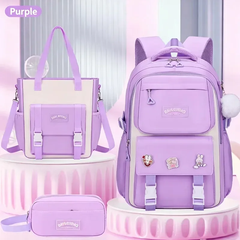 ensemble de 3 pièces de sac à dos de protection de la colonne vertébrale réduisant la charge de grande capacité pour enfants, nouveau cartable pour collégiens et lycéens