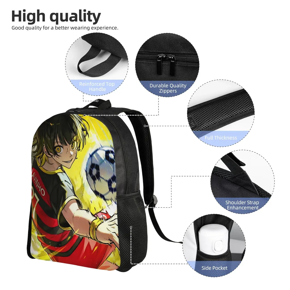 sac à dos tendance pour femme bachira meguru blue locks anime, sac d'école pour étudiant, sac à dos pour ordinateur portable, sac à dos de voyage pour enfants