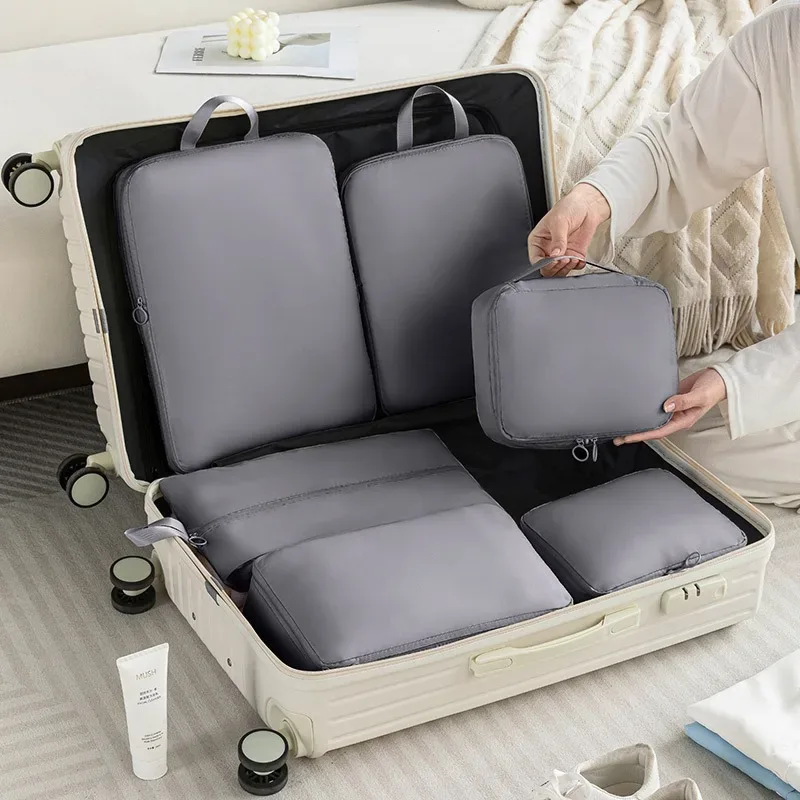 cube voyage compression nylon fermure éclair organisation vêtements polyvalent femmes sac deplacement economie place