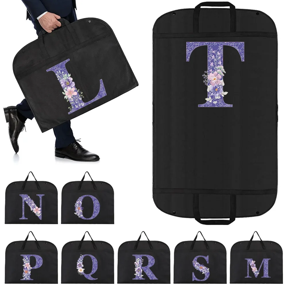Vêtements suspendus housse anti-poussière organisateur robe costume manteau sac de rangement violet fleur sacs à vêtements garde-robe suspendus organisateurs de vêtements