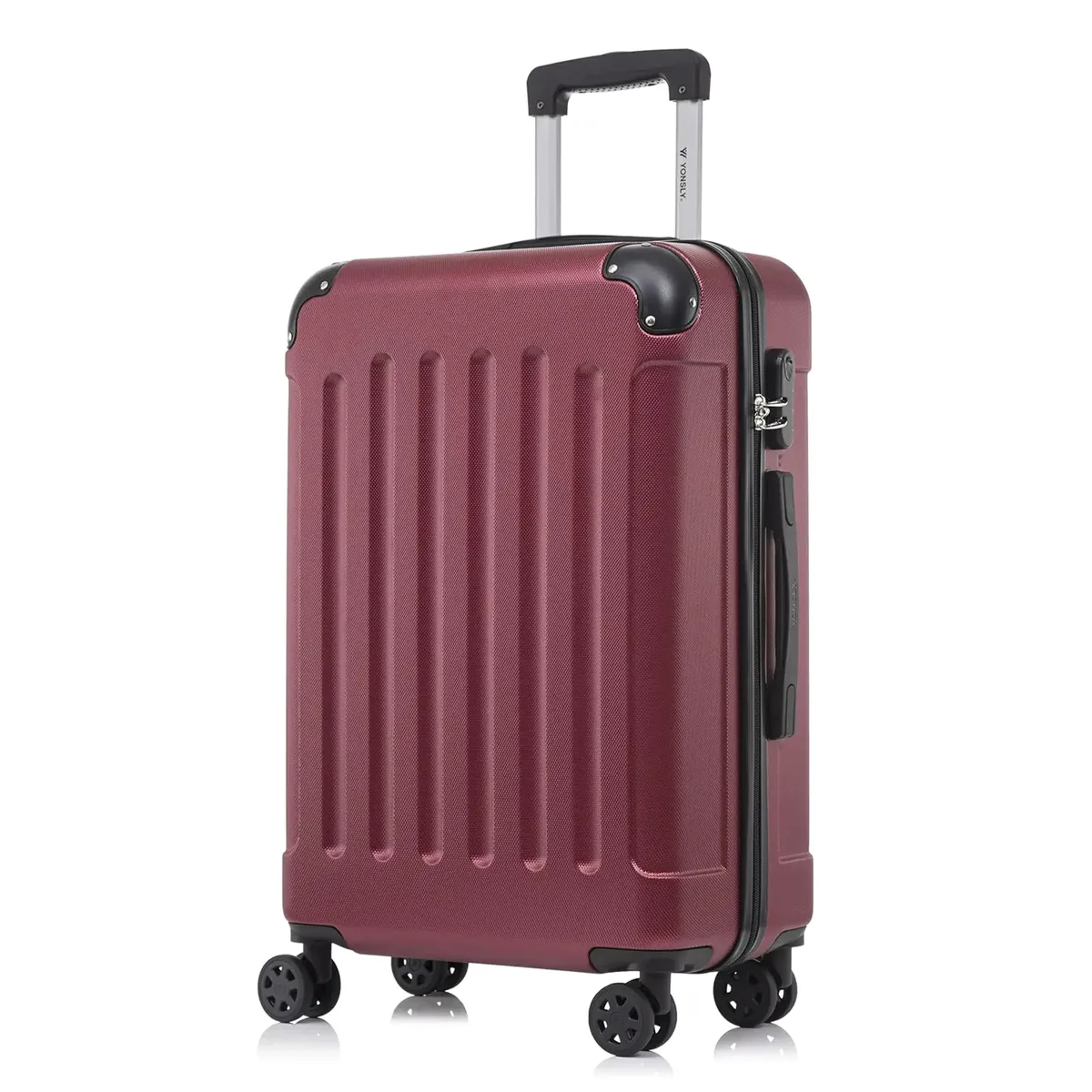 valise yonsly 16/20/24/28 pouces 4 roues 360° ° valise à roulettes robuste avec double fermeture éclair, serrure à combinaison, sac en filet, double fermeture éclair, poignée en caoutchouc souple, bagage à main