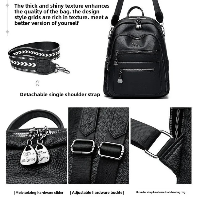 sac à dos en cuir véritable pour femmes, tendance, grande capacité, polyvalent, pour les déplacements quotidiens, les voyages, avec sangle réglable et fermeture éclair
