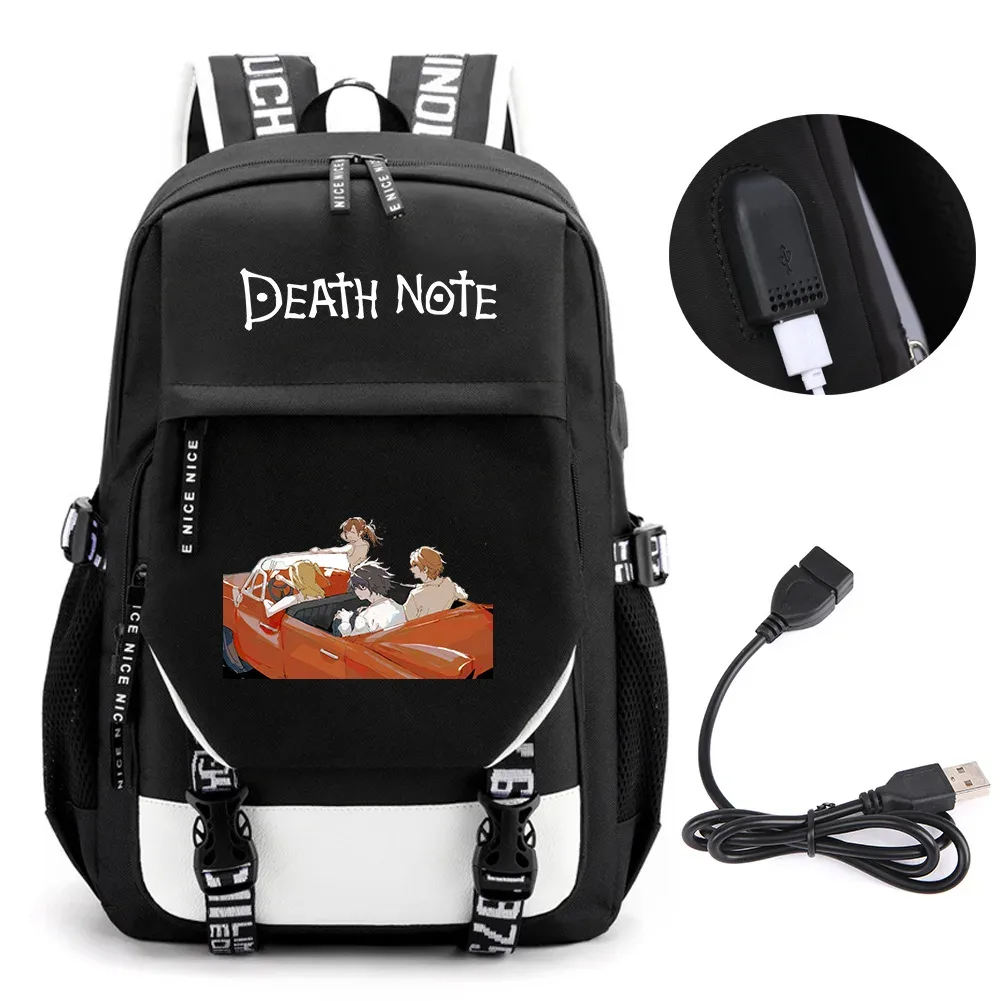 anime death note sac à dos école livre sacs mochila voyage usb port sac ordinateur portable garçon filles cadeau