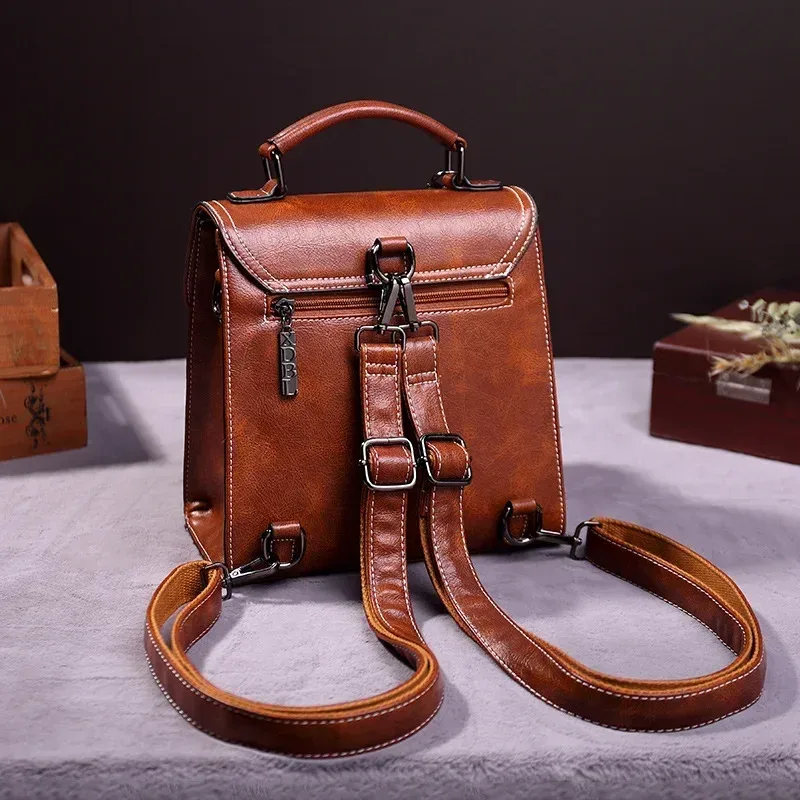 petit sac à dos femme en similicuir vintage de luxe – sacs à dos imperméables marron et noir 2026 – mochilas mujer juveniles