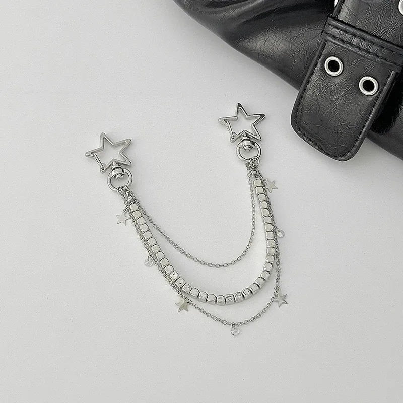 porte-clés tendance en forme de croix pour femmes, pendentif étoile, chaîne de sac, breloque pour sac à dos, porte-clés, accessoires y2k