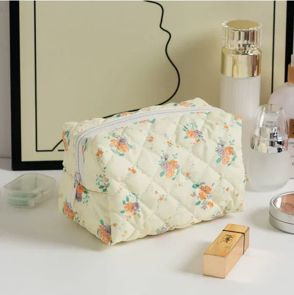 pochette de maquillage brodée de fleurs personnalisée, grande capacité, pochette cosmétique, cadeaux de demoiselle d'honneur, cadeau de fête des mères, sac organisateur de maquillage
