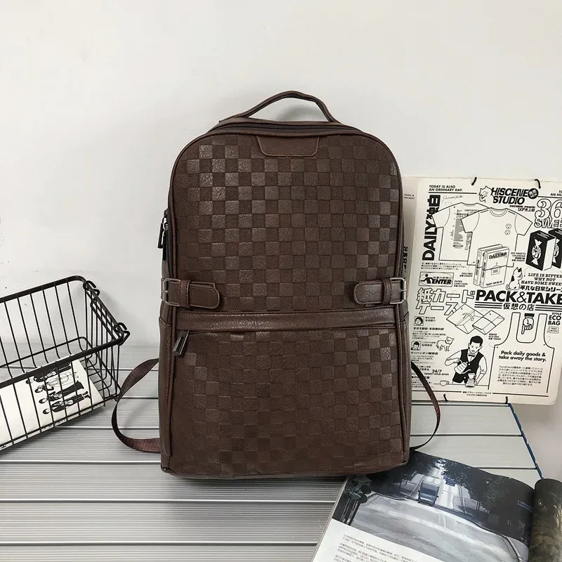 sac à dos de luxe à carreaux 3d pour hommes, sac de voyage de grande capacité pour ordinateur portable de 15 pouces, sacs à dos d'affaires à la mode unisexe