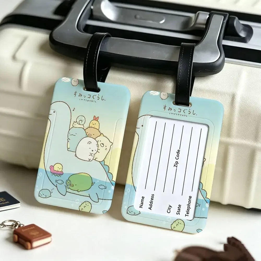 porte-étiquette d'identification anti-perte en pvc flexible sumikko gurashi, anime japonais, pour tous types de sacs de voyage