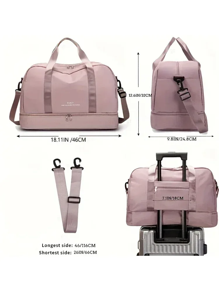 sac de voyage extensible pour femmes, sac à main de sport, sac de fitness, grande capacité, sac de nuit pour week-end à une épaule
