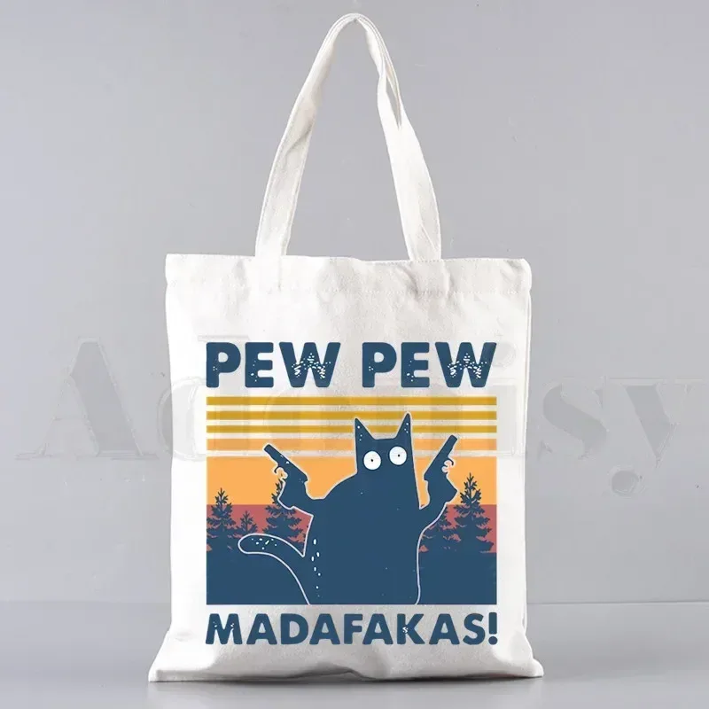 pew pew madafakas sac fourre-tout unisexe sacs en toile sacs à provisions imprimé sac à bandoulière décontracté pliable