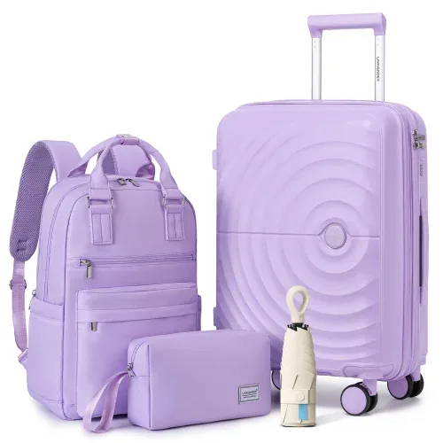 ensemble de 3 valises légères extensibles en pp de 20 pouces avec roulettes