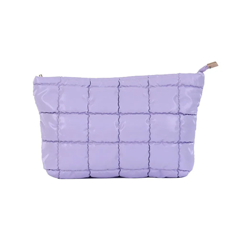 sac à main cosmétique en coton à bulles simple pour femmes, organisateur de voyage, pochette de maquillage pour rouges à lèvres, sac à fermeture éclair de grande capacité pour filles