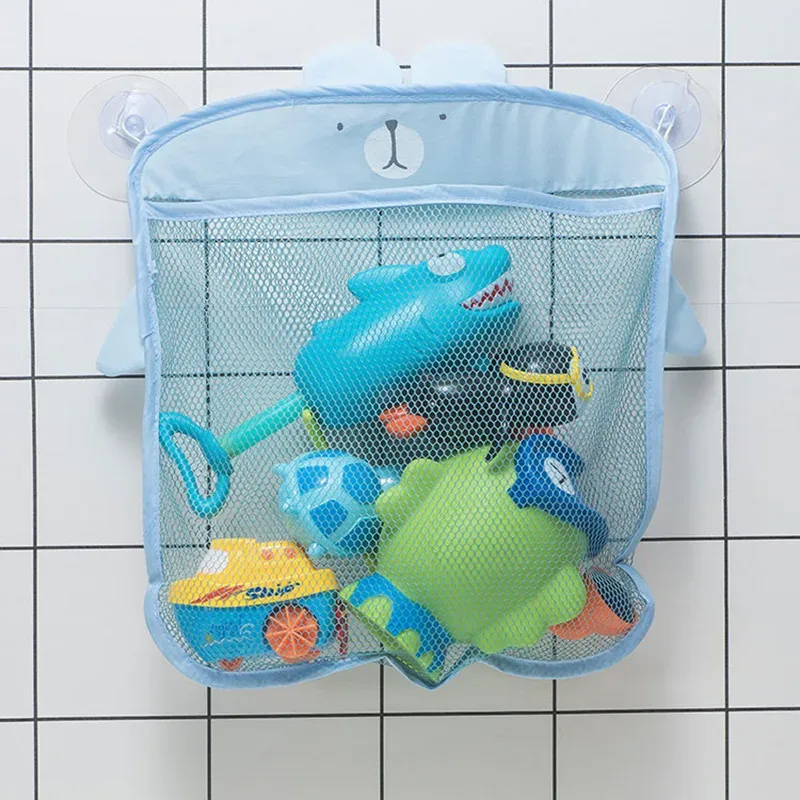 organisateur de jouets de bain en filet avec ventouses, motif animaux mignons, séchage rapide, anti-moisissure, pochettes de rangement pour bébés et tout-petits, pour baignoires et salles de bain