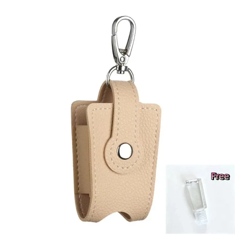 porte-désinfectant pour les mains en cuir pu avec porte-clés en métal, flacon vide rechargeable, s'adapte à la pochette, au sac à dos, aux clés