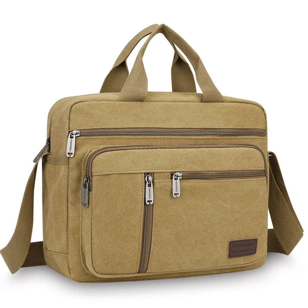 Sac à bandoulière en toile pour hommes, sac à bandoulière décontracté, fourre-tout pour les déplacements quotidiens avec plusieurs poches, sac de voyage scolaire léger et Durable