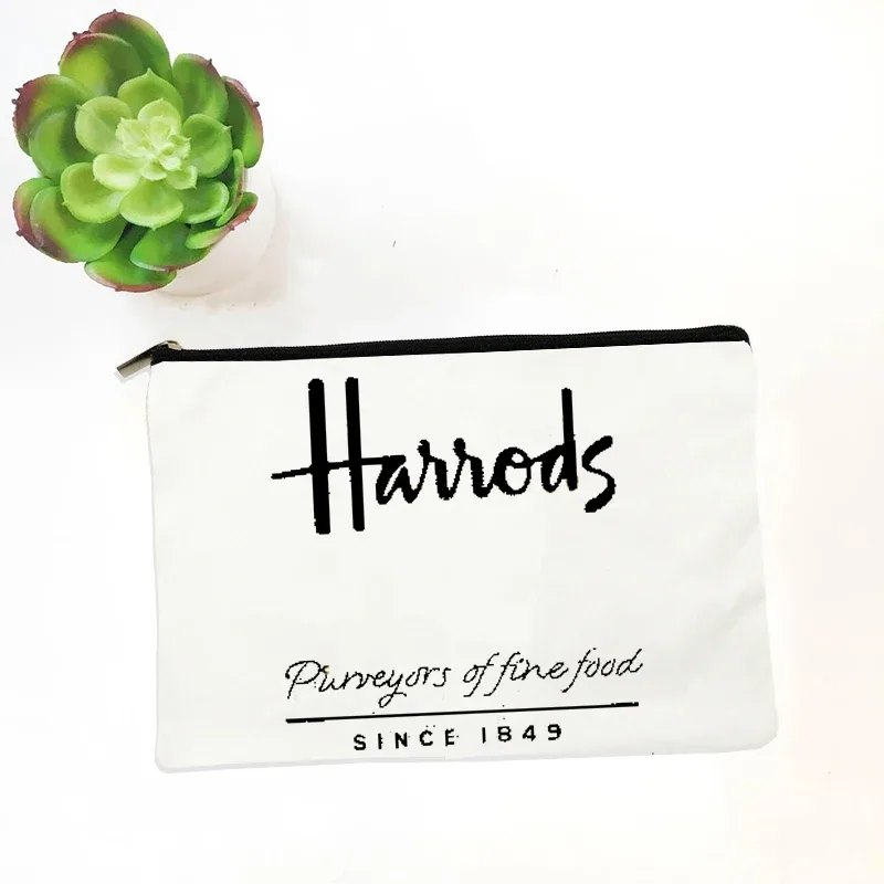 organiseur de maquillage harrods, trousse de toilette en toile, pochette de voyage à fermeture éclair, petite pochette portable