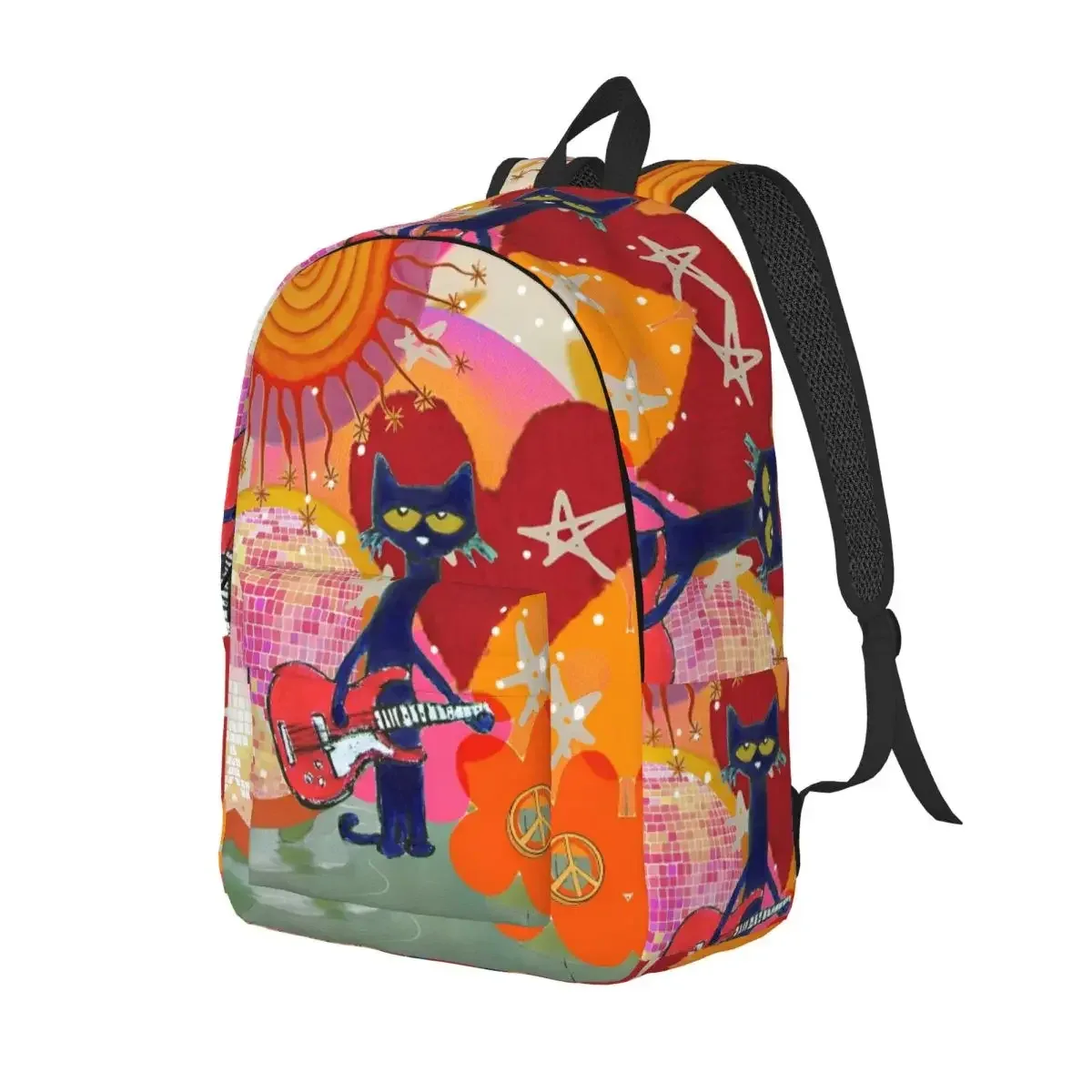 sac à dos cool pour lycée, randonnée et voyage, motif pete le chat et les chats de dessin animé, avec motif 'i love my white shoes', pour hommes et femmes, sacs en toile pour ordinateur portable