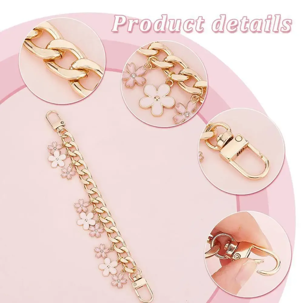sac en fleurs de cerisier, pendentif, chaîne, nœud en forme de cœur, émail, breloque pour téléphone, chaîne, sangle d'extension, accessoires de sac à bandoulière