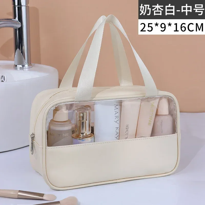 trousse de toilette de voyage portable pour femmes, trousse de maquillage transparente, grande capacité, trousse de bain et de toilette, étui de rangement multifonctionnel et imperméable.