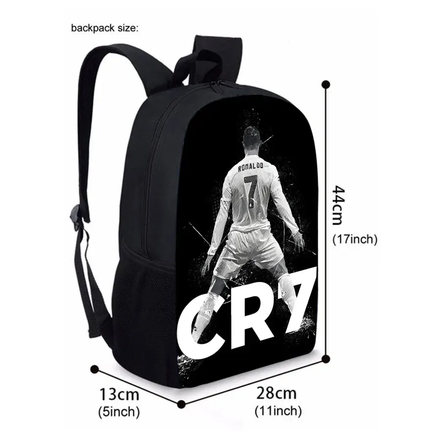 sac à dos monocouche imprimé football noir pour garçons/filles, meilleurs cadeaux, sac d'école dessin animé 2d plat pour enfants