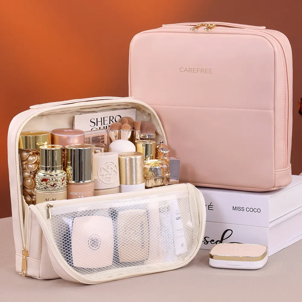 trousse de toilette portable et imperméable pour voyage, sac de rangement pour cosmétiques et outils de maquillage pour femmes