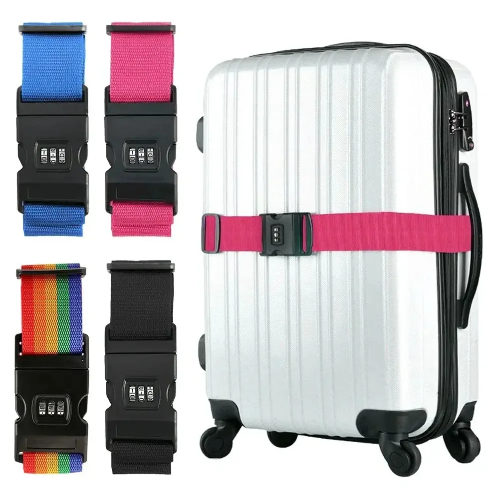 Ceinture Bagage Nylon Bleu Rose Arc Ciel Noir Sécurité Voyage Format Longueur Deux Mètres