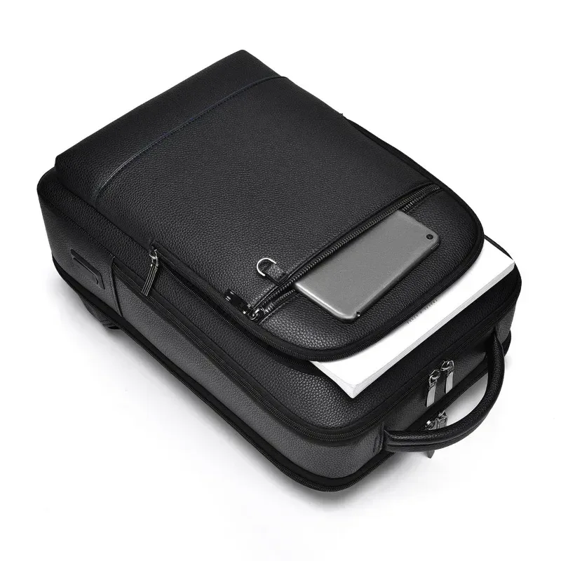 sac à dos exécutif hommes sacoche en cuir pu usb charge porte-documents bureau voyage ordinateur portable bureau affaires épaule sac à dos mâle