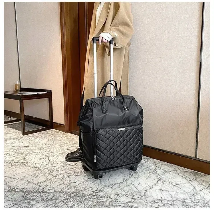 valise oxford université noire motif géométrique poignées latérales sac dos femme voyage grande capacité