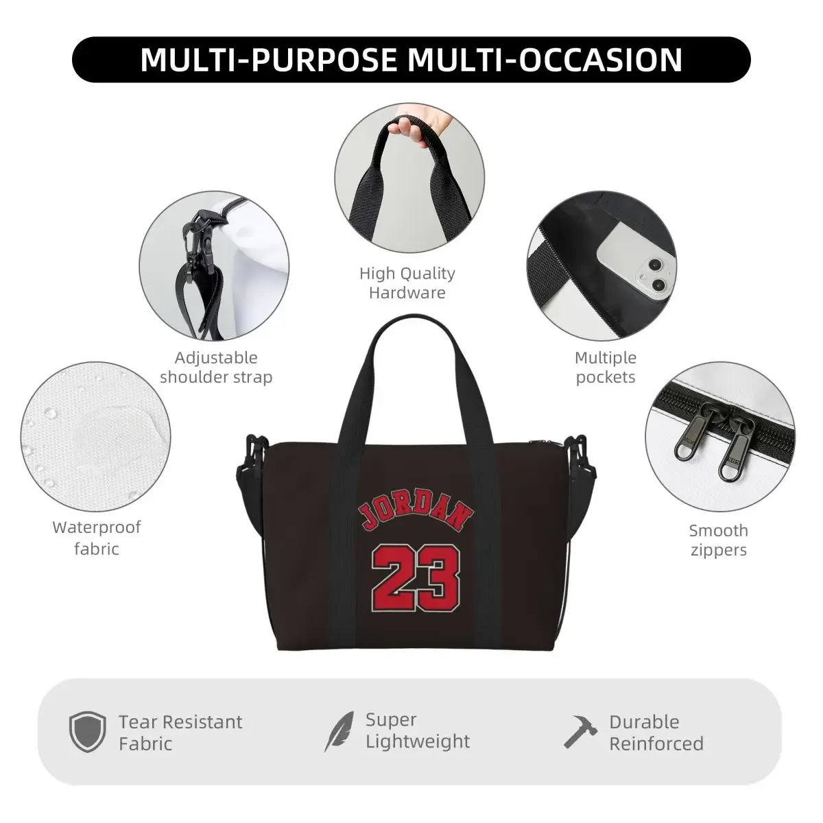 m-jordan 23 weekend gym yoga luggage bags sac à bandoulière de sport pour hommes et femmes, sac de voyage