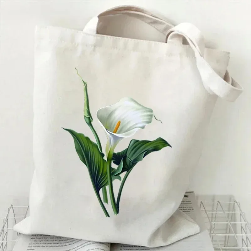 sac fourre-tout en toile décontracté peinture à l'huile fleurs sauvages imprimer dame sac à bandoulière style plante marguerite vintage fleur femmes sac à main