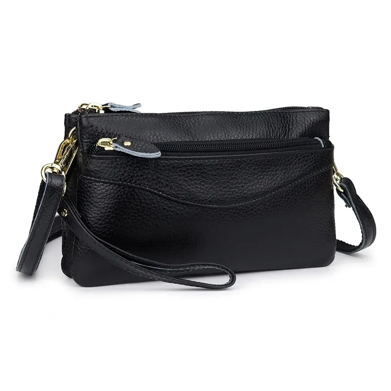 sac à bandoulière en cuir véritable pour femme, petit sac à main initié, pochette à bracelet décontractée, sacs de messager de grande capacité