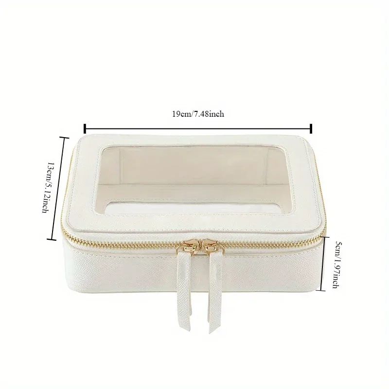trousse de maquillage de voyage à fermeture éclair, petite trousse de toilette en cuir, sac de rangement multifonctionnel transparent et étanche, accessoires de voyage