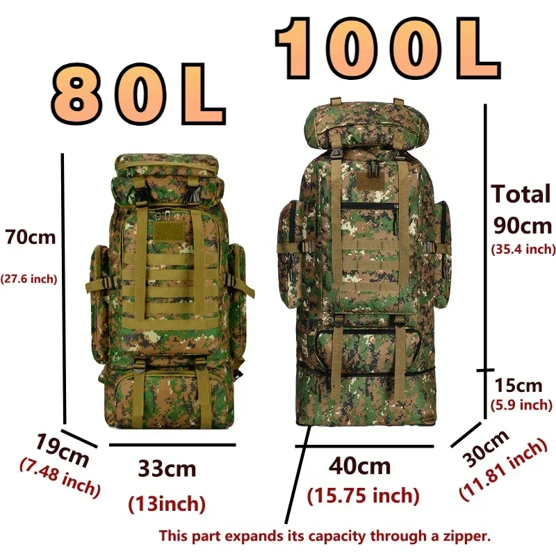 sac dos oxford université camouflage noir gris jaunes activités plein air grande taille randonnée camping