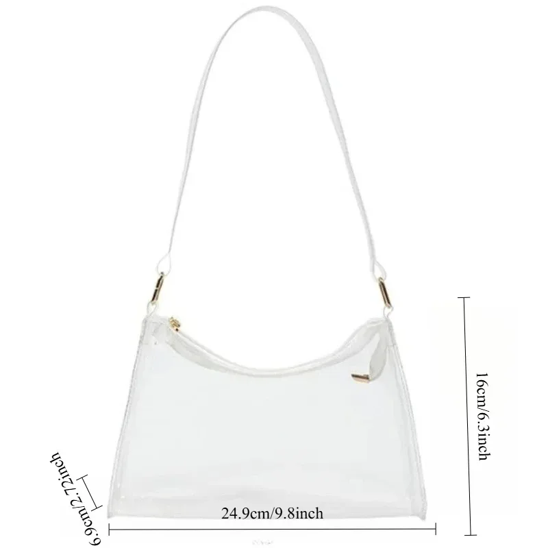 sac à bandoulière transparent en pvc élégant en forme de croissant de lune, 1/2 pièces, nouveau modèle, pour usage quotidien
