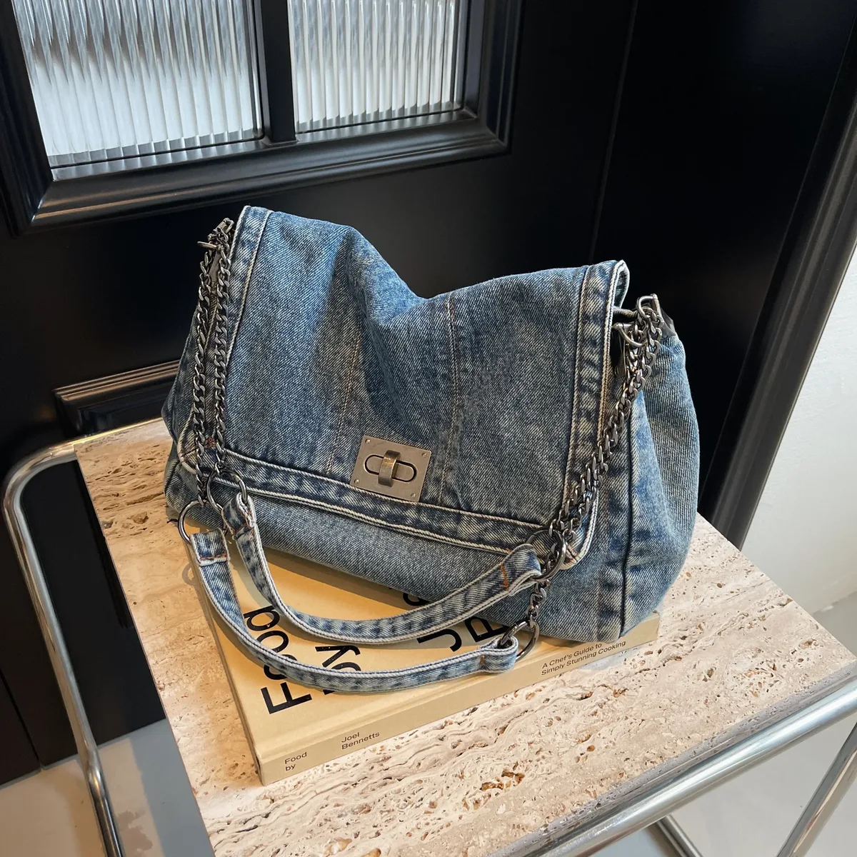 sac à bandoulière en denim pour femme, fourre-tout de grande capacité, décontracté, à la mode, nouvelle collection 2025