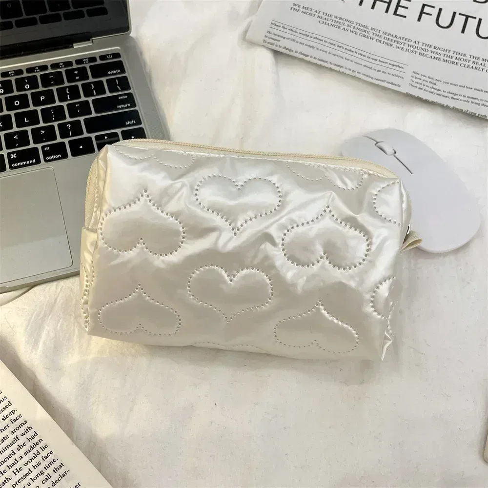 sacs de maquillage à motif d'arc lingge argenté pour femmes, mode mignonne dame filles écouteurs clé rouge à lèvres sac de rangement cosmétique pochette à fermeture éclair